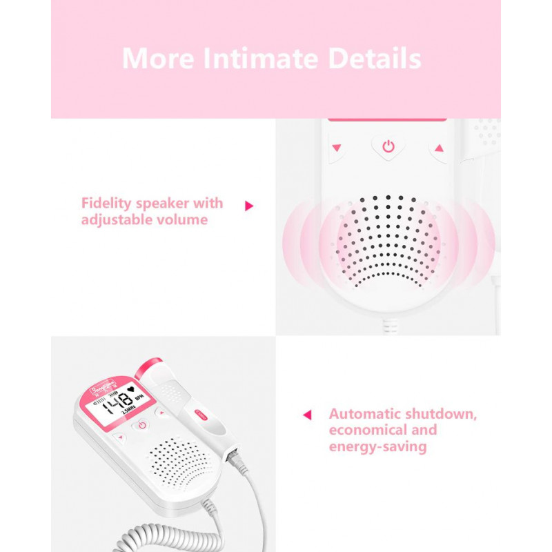 Household Doppler Fetal Portable Pregnant Baby Heart Rate Monitor 2 ...