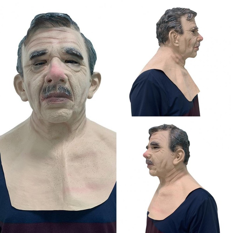 Halloween Realist Mask Creepy Wrinkle Old Man Latex Scary Full Head Man Woman Horror Funny 9161