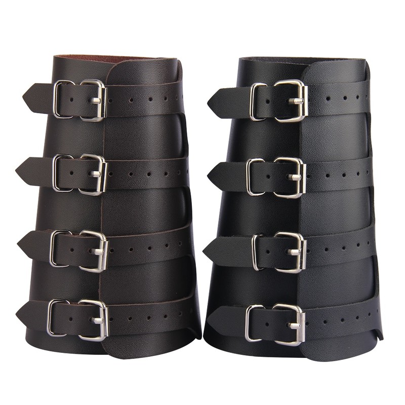 Unisex Leather Gauntlet Wristband Wide Bracer Arm Armor Cuff Bangle Buckle Bracelet Unisex Leather Gauntlet Wristband Wide Bracer Arm Armor Cuff Bangle Buckle Bracelet