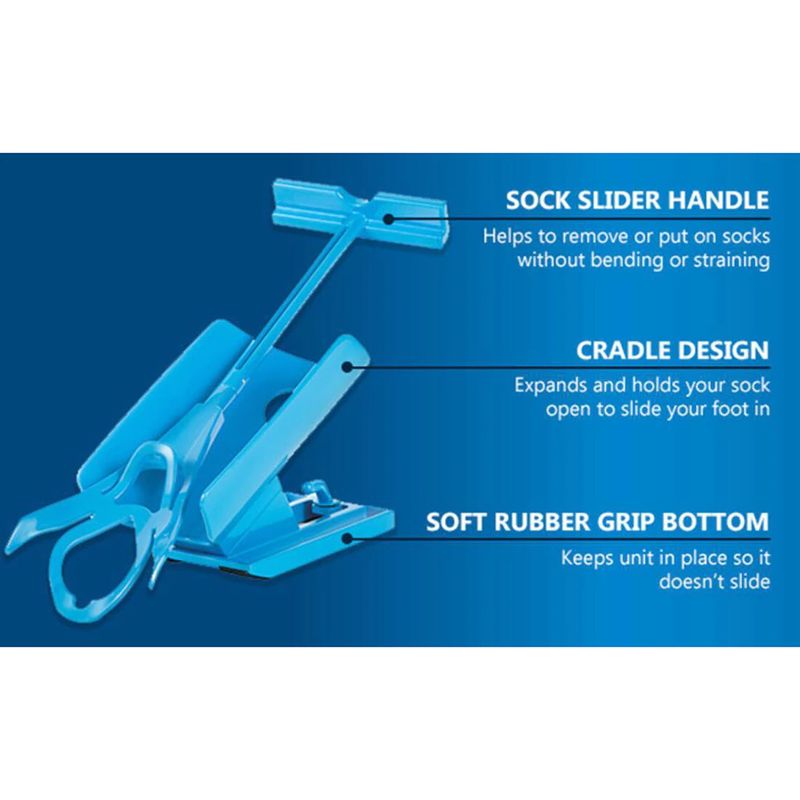 Flexible Sock Aid Kit Slider Easy On Off for Putting On Socks Stockings Sock Aide Device Blue Helper Kit Helps Put Socks On Off