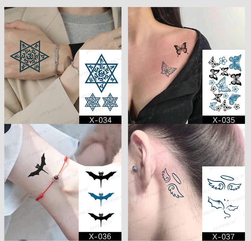 Waterdichte Tijdelijke Tattoo Sticker Lichaam Make Up Vlam Vinger Tatoeages Smiley Zwart 5506