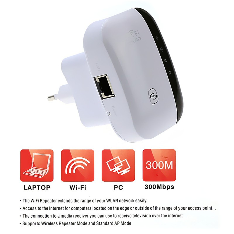 WiFi Range Extender/Wireless 300Mbps Access Point 2.4GHz High Speed Network - Milk White