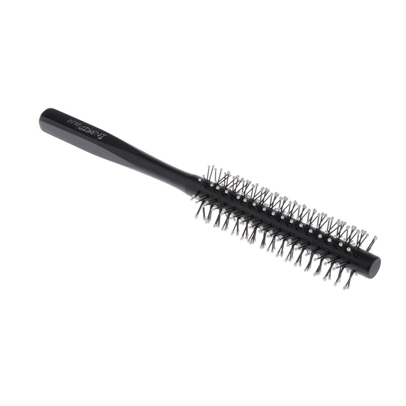 1 Piece Black Small Round Hair Brush for Thin or Short Hair, Mini Round Nylon Hair Brush With Wooden Handle for Men & Women 1 Piece Black Small Round Hair Brush for Thin or Short Hair, Mini Round Nylon Hair Brush With Wooden Handle for Men & Women