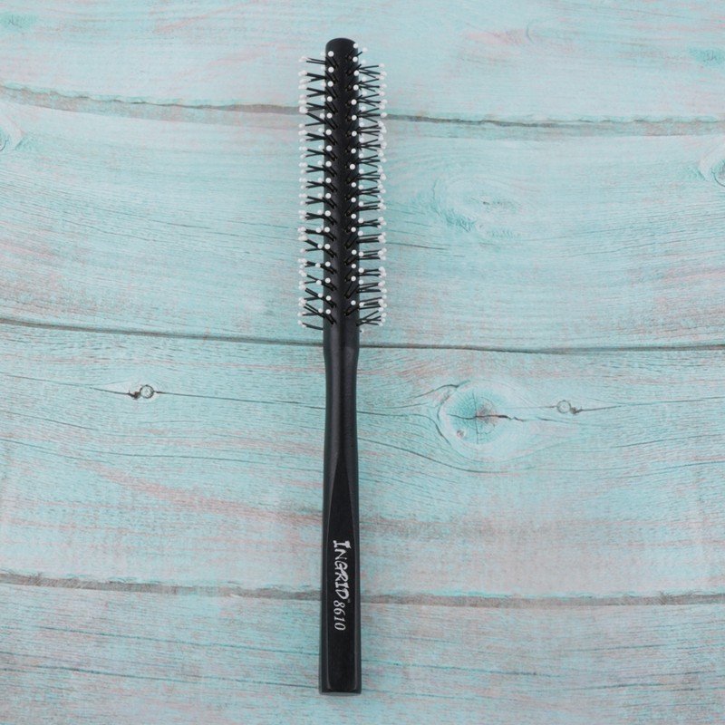 1 Piece Black Small Round Hair Brush for Thin or Short Hair, Mini Round Nylon Hair Brush With Wooden Handle for Men & Women 1 Piece Black Small Round Hair Brush for Thin or Short Hair, Mini Round Nylon Hair Brush With Wooden Handle for Men & Women