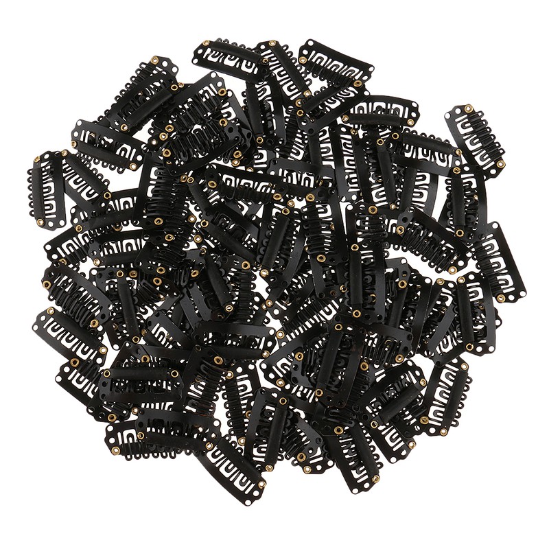 100pcs 28mm Metal Snap Clips for Hair Extensions Clip-on Wig Wigs Weft Hairpiece U Shape Metal Clips