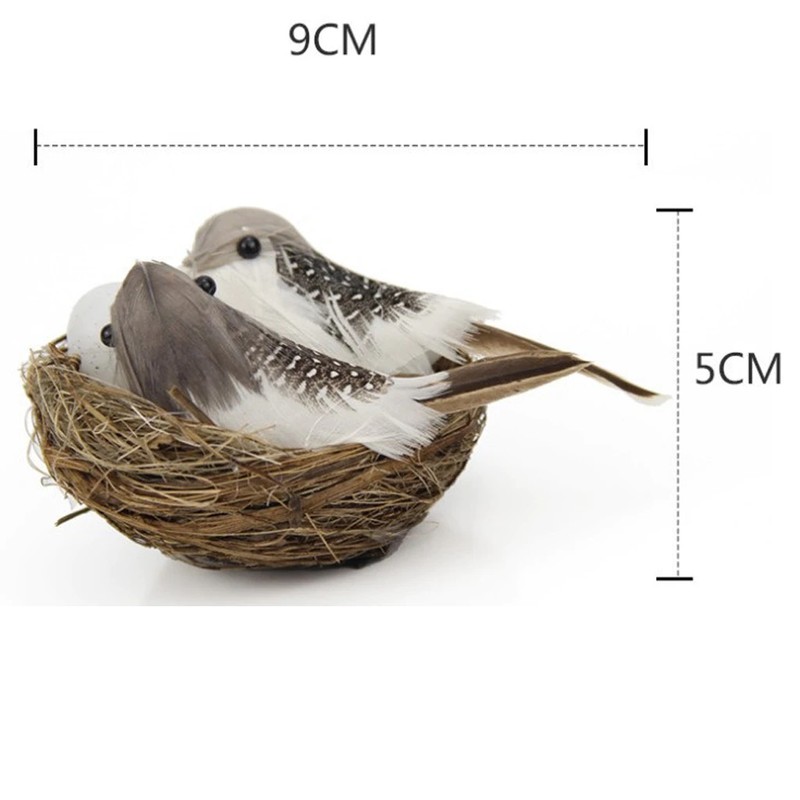 Artificial Birds & Nest & Egg Creative Garden Sculpture Lawn Arts Ornaments