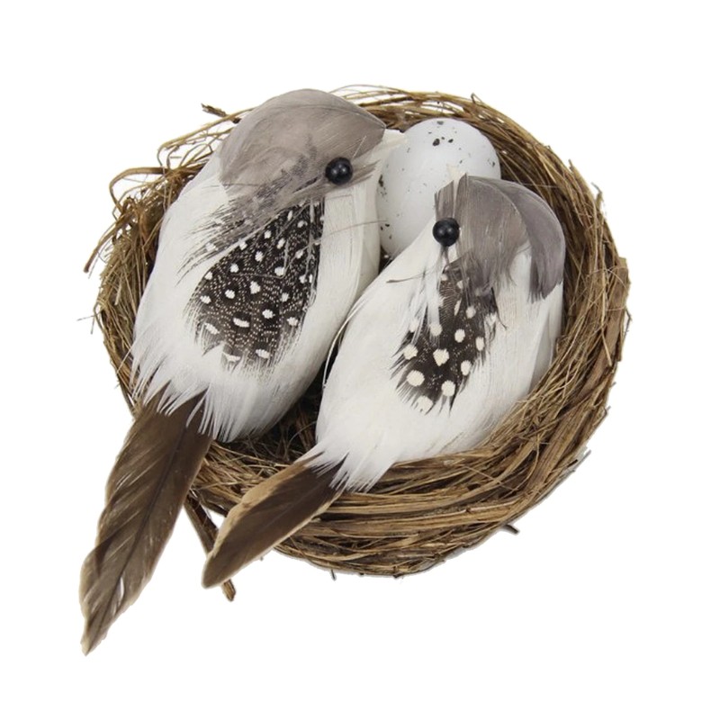 Artificial Birds & Nest & Egg Creative Garden Sculpture Lawn Arts Ornaments