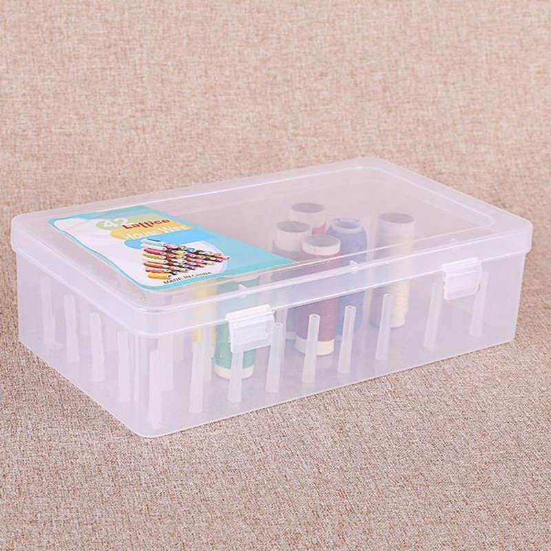 28x19.5x6.3cm Thread Storage Box 42 Pieces Spools Bobbin Carrying Case Container