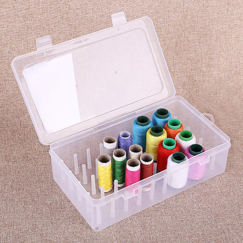 28x19.5x6.3cm Thread Storage Box 42 Pieces Spools Bobbin Carrying Case Container