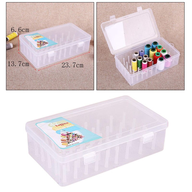 28x19.5x6.3cm Thread Storage Box 42 Pieces Spools Bobbin Carrying Case Container