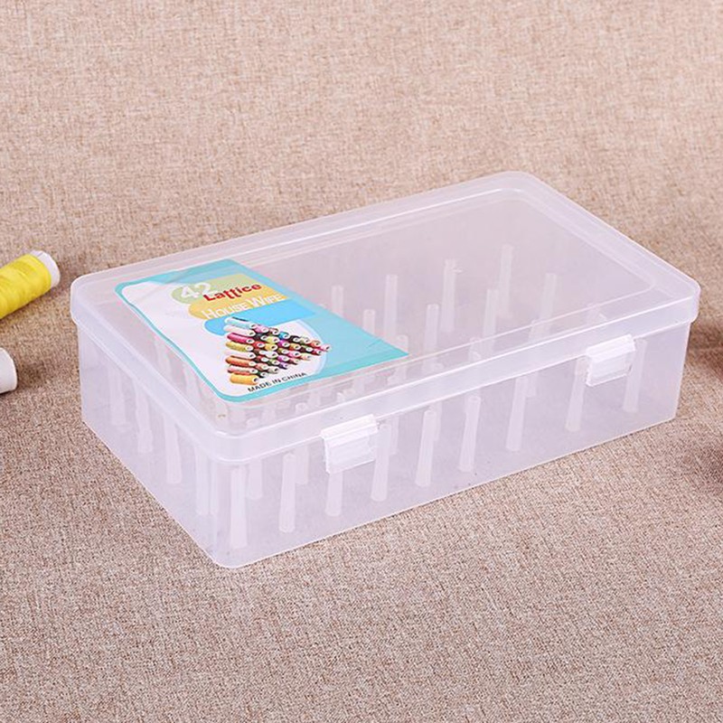28x19.5x6.3cm Thread Storage Box 42 Pieces Spools Bobbin Carrying Case Container