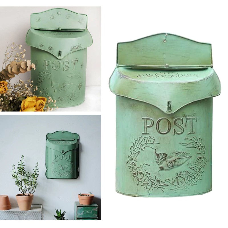 European Rural Wall Mount Mailbox Farmhouse Post Letter Box Garden Decor