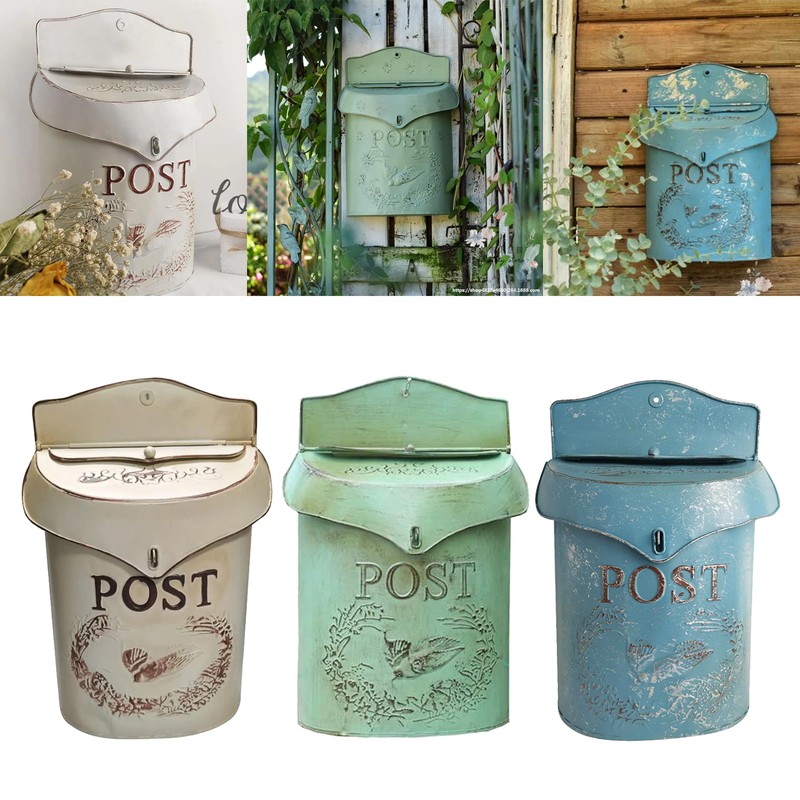 European Rural Wall Mount Mailbox Farmhouse Post Letter Box Garden Decor