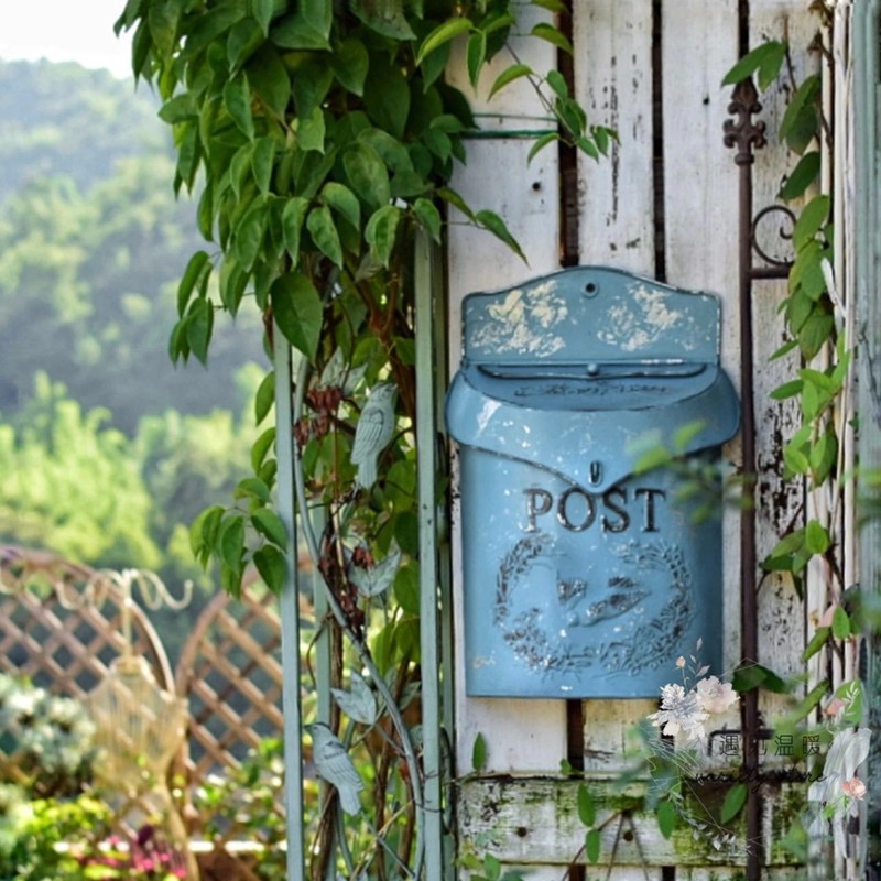 European Rural Wall Mount Mailbox Farmhouse Post Letter Box Garden Decor