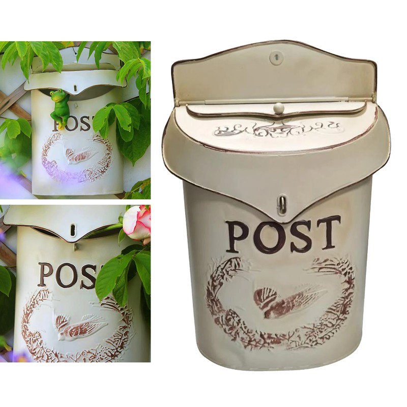 European Rural Wall Mount Mailbox Farmhouse Post Letter Box Garden Decor