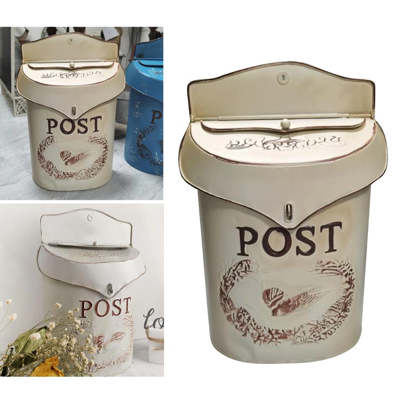 European Rural Wall Mount Mailbox Farmhouse Post Letter Box Garden Decor