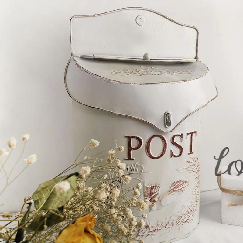 European Rural Wall Mount Mailbox Farmhouse Post Letter Box Garden Decor