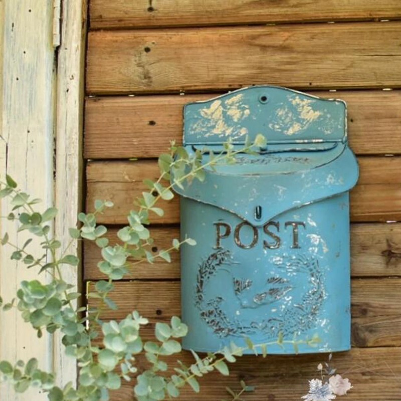 European Rural Wall Mount Mailbox Farmhouse Post Letter Box Garden Decor