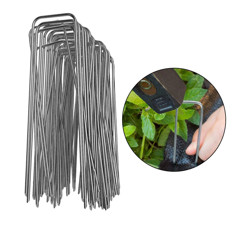50pcs/Pack Garden Peg Metal U-Shape Garden Staple Ground Nail Film Fixed Pegs Gardening Fixing Tools