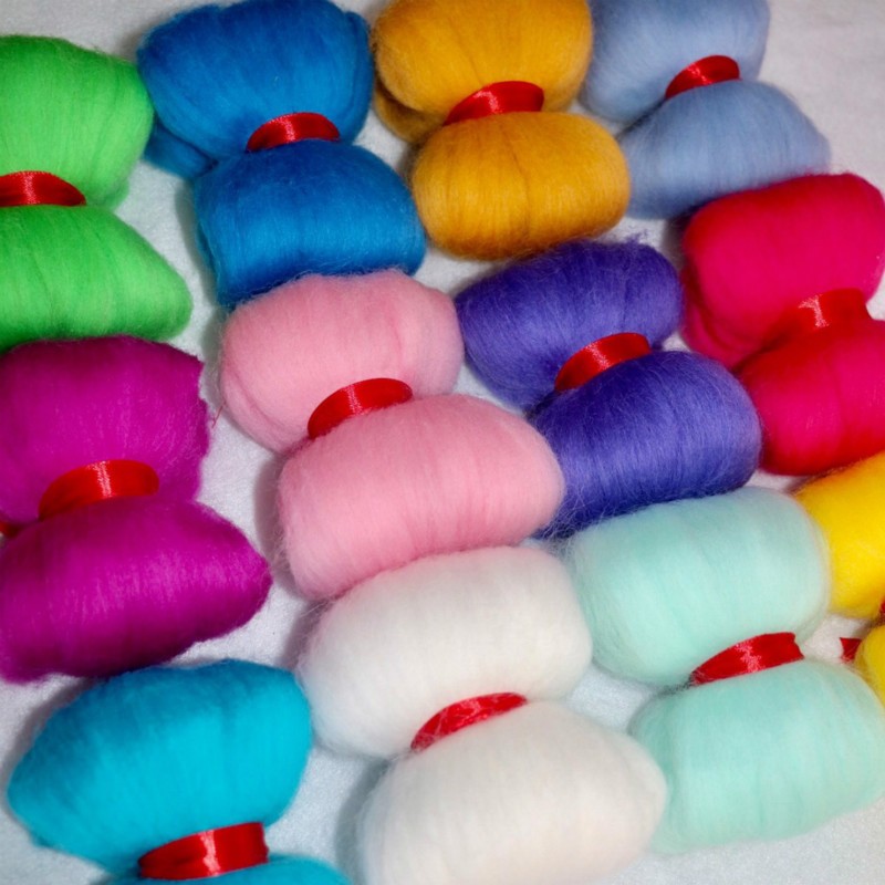 JX-LCLYL New 3g 40 Colors Merino Felting Wool Tops Fibre for Needle Felting & Wet Felting