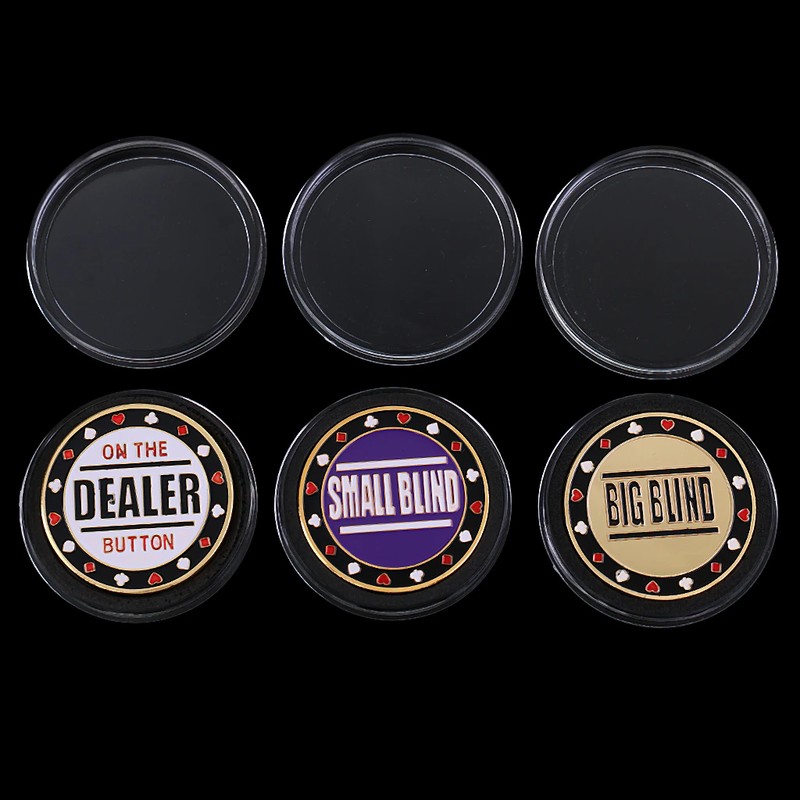 3pcs/Set Poker Game Dealer Buttons Small Blind Big Blind Playing Card Parts