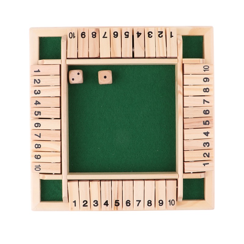 Deluxe Four Sided 10 Numbers Shut The Box Board Game Set for Adults Families Deluxe Four Sided 10 Numbers Shut The Box Board Game Set for Adults Families